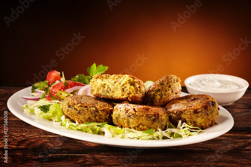 Plate of delicious small chickpea patties