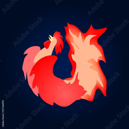 Fiery red cock. Background