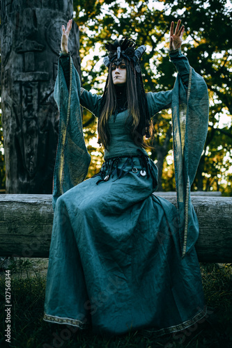 Cuadro en lienzo Woman-shaman with horns