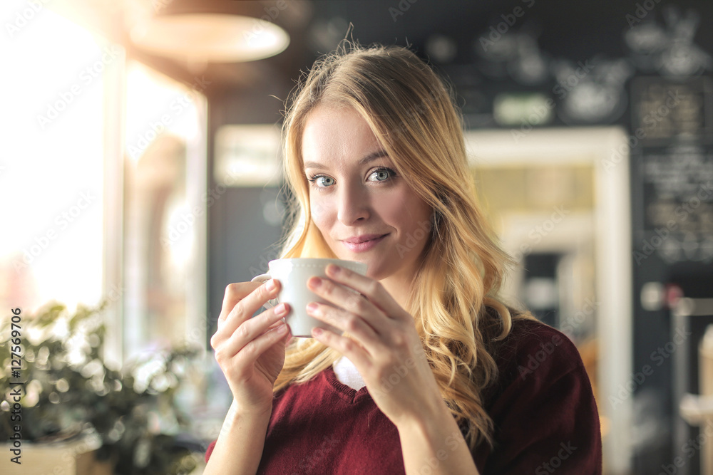 Enjoying a hot cappuccino Enjoying a hot cappuccino
