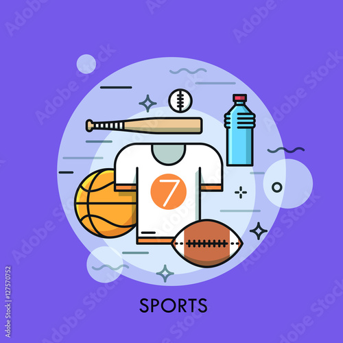 Sports equipment for player, sporting goods and sportswear shop logo