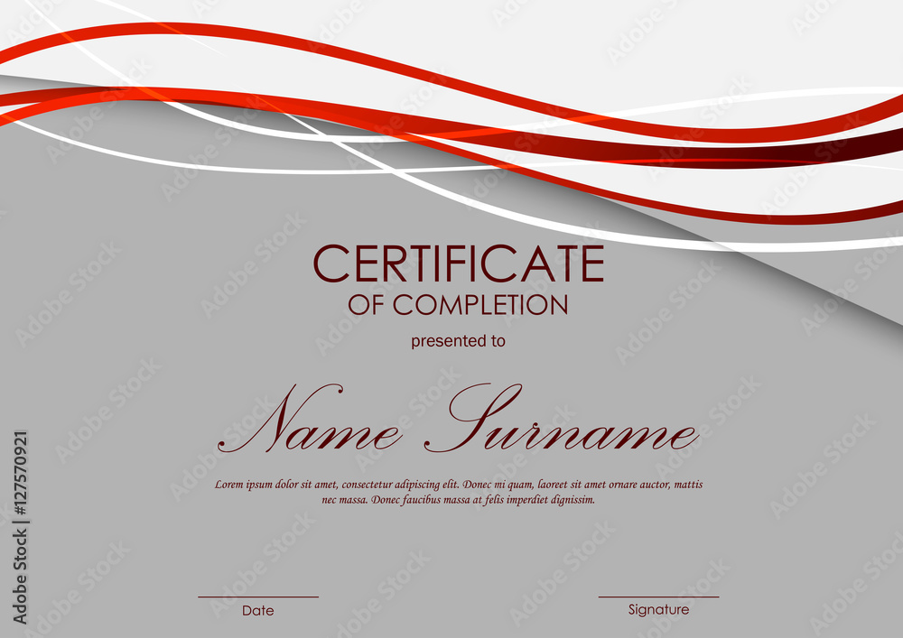 Certificate of completion template Stock Vector | Adobe Stock