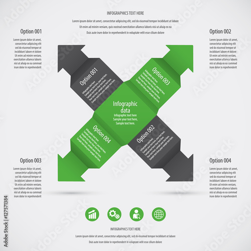 Arrow infographic background - Icons and arrows for 4 options. EPS10 vector.