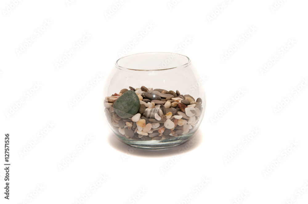 Aquarium with sea stones on white background. Aquarium with sea stones on white background.