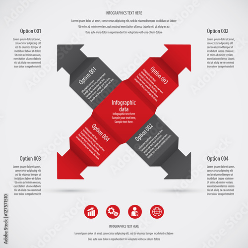 Arrow infographic background - Icons and arrows for 4 options. EPS10 vector.
