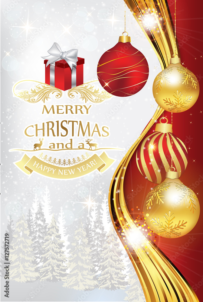 Elegant Winter Holiday Greeting Card For Print Merry Christmas And A elegant-winter-holiday-greeting-card-for-print-merry-christmas-and-a