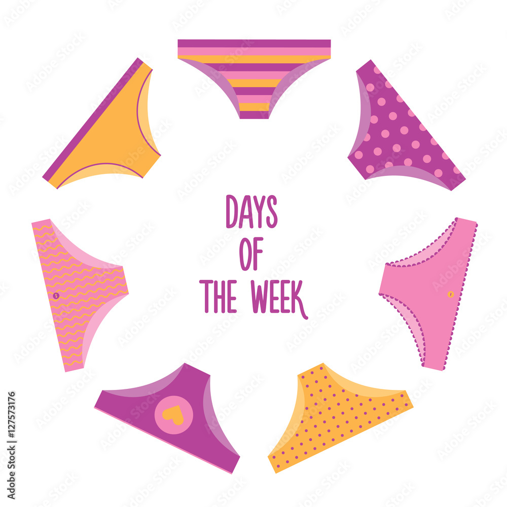 Days of the week woman panties set. Different designs Stock Vector ...