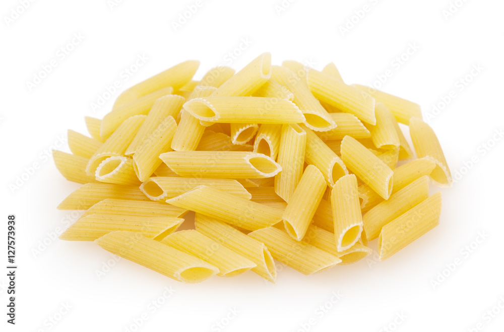 Penne rigate pasta isolated on white background with clipping path Penne rigate pasta isolated on white background with clipping path