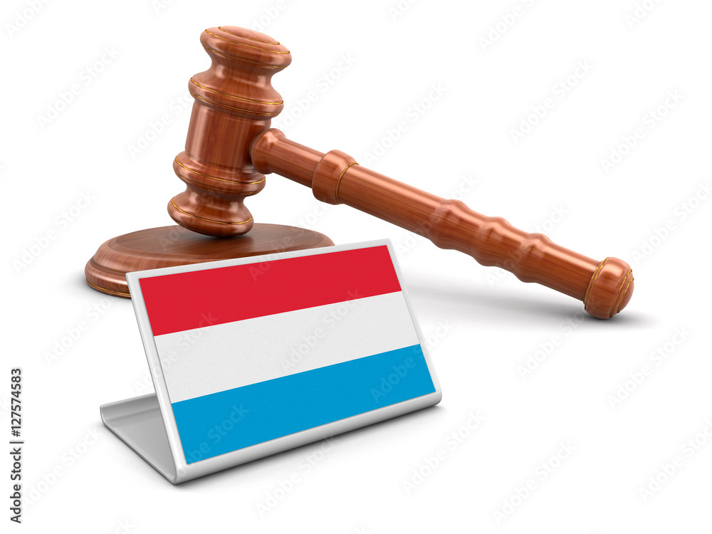 3d wooden mallet and Luxembourg flag. Image with clipping path