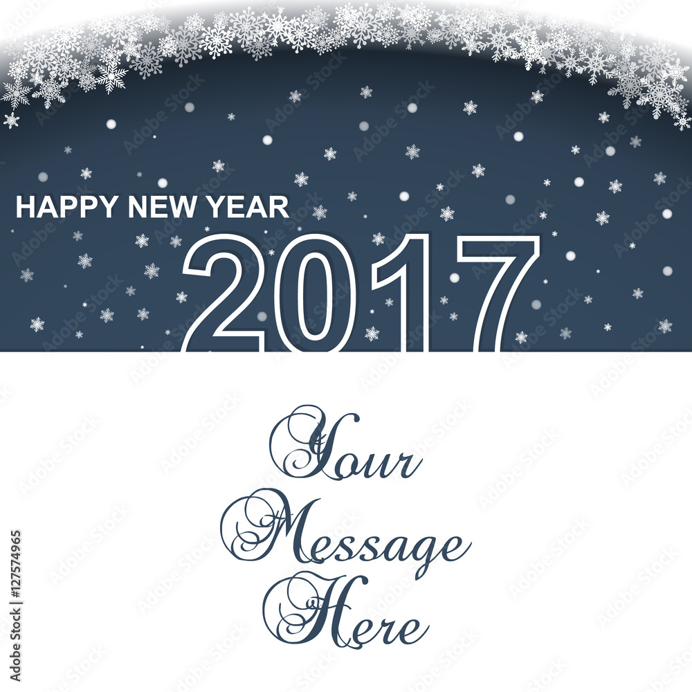 Happy New Year 2017. Calendar design typography vector. Paper white design with shadows.