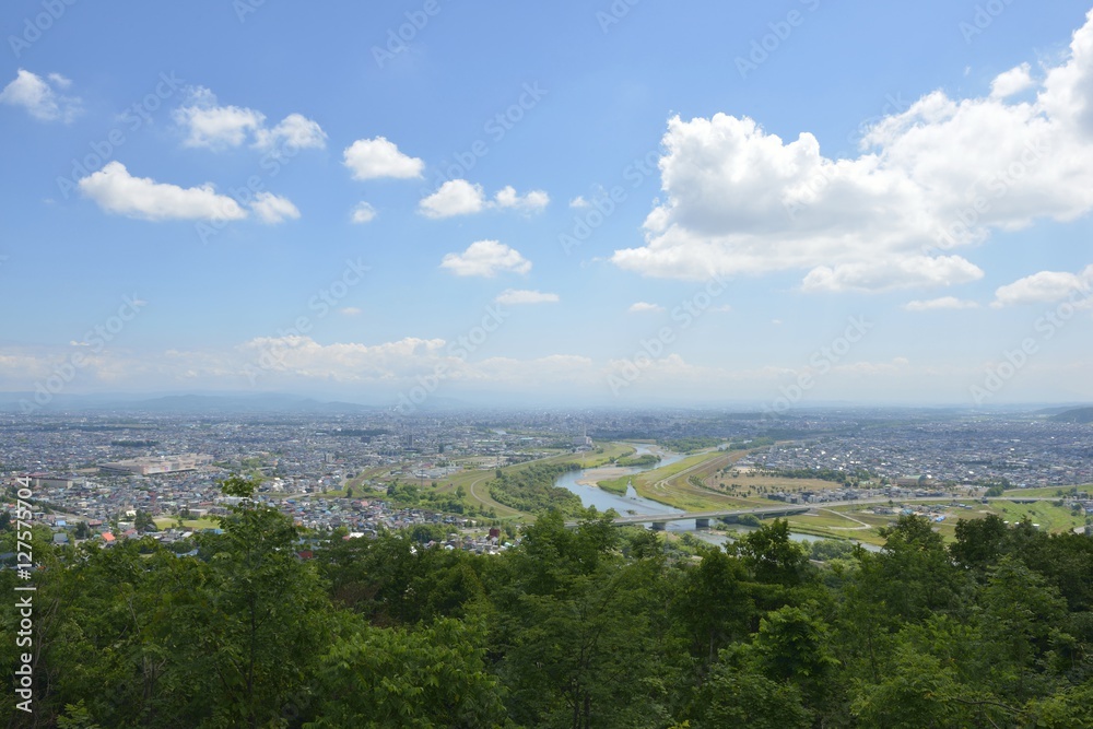 嵐山から見た旭川市の風景