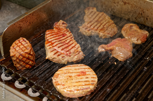 Various meats on grill