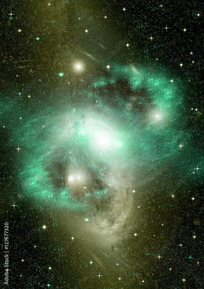 Fototapeta premium Stars, dust and gas nebula in a far galaxy