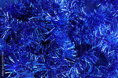 Blue tinsel to decorate a christmas tree