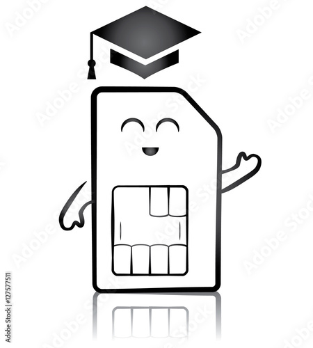 Vector illustration of a smart cute sim card