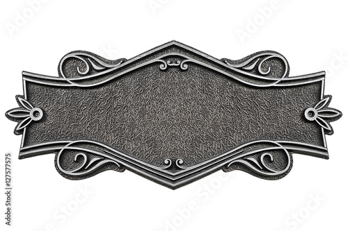 Vintage cast metal plate isolated on white background