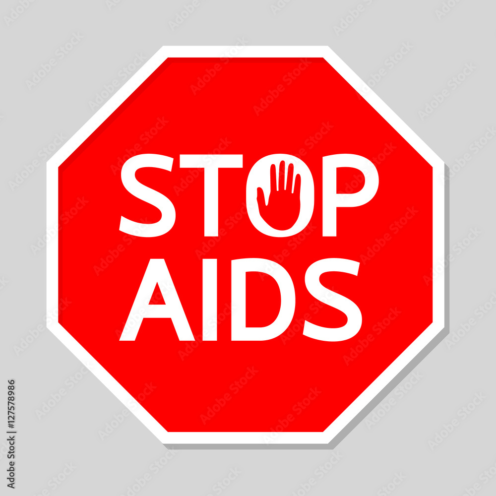 Stop AIDS Sign in Red Polygon. Illustration design, isolated on gray Background. Stop AIDS Sign in Red Polygon. Illustration design, isolated on gray Background.