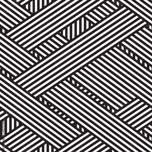Seamless abstract background. Black and white stripes. overlapping bands