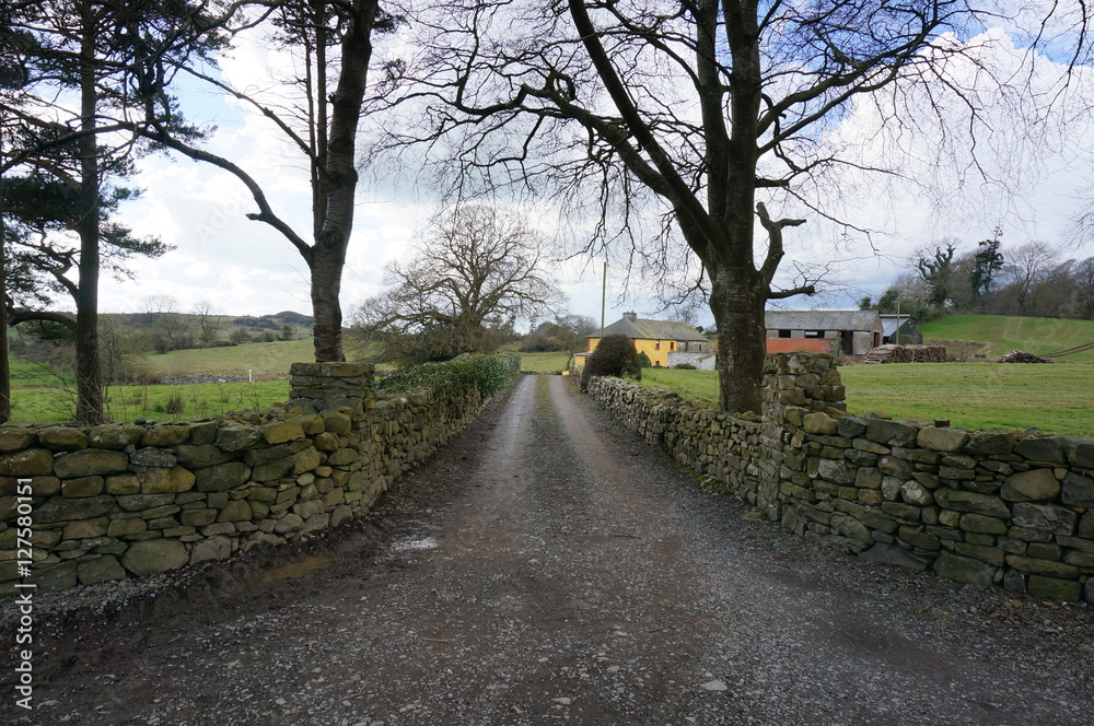 Path between stone wall.