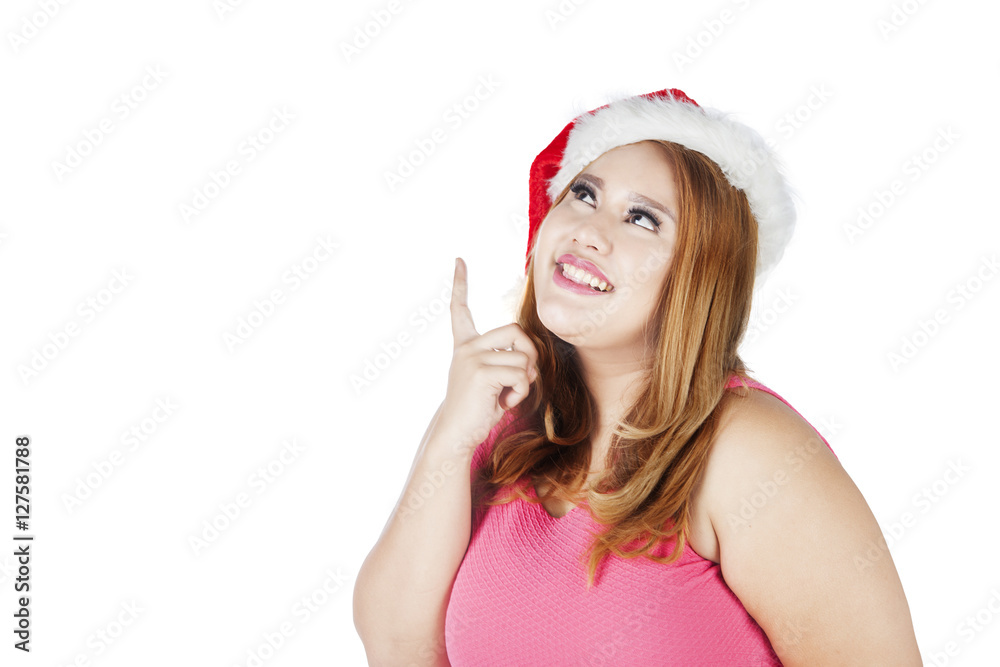 Fat woman with santa hat imagine something Fat woman with santa hat imagine something