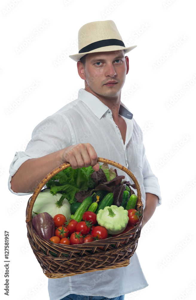 farmer to harvest vegetables in the basket farmer to harvest vegetables in the basket