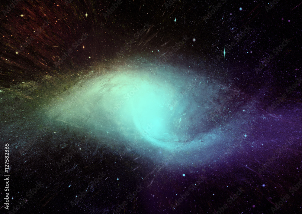 Fototapeta premium Stars, dust and gas nebula in a far galaxy