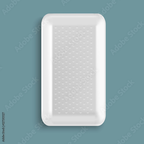 White blank  plastic food tray container