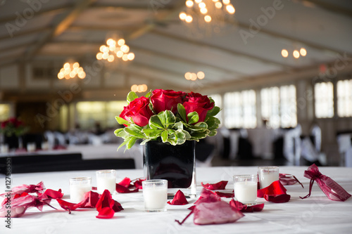 rose centerpiece wedding favor red simple elegant party photo