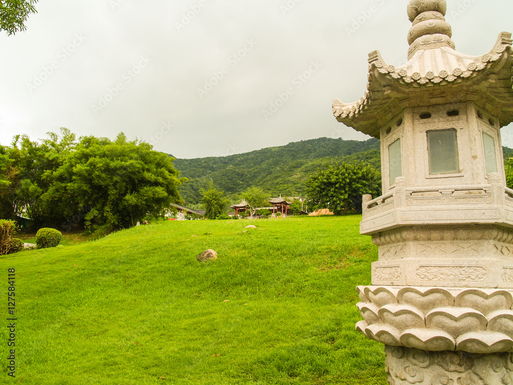 China style park with traditional latern