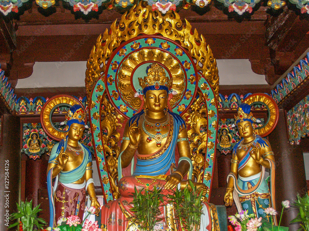 Buddha colorful statues at Hainan park Nanshan