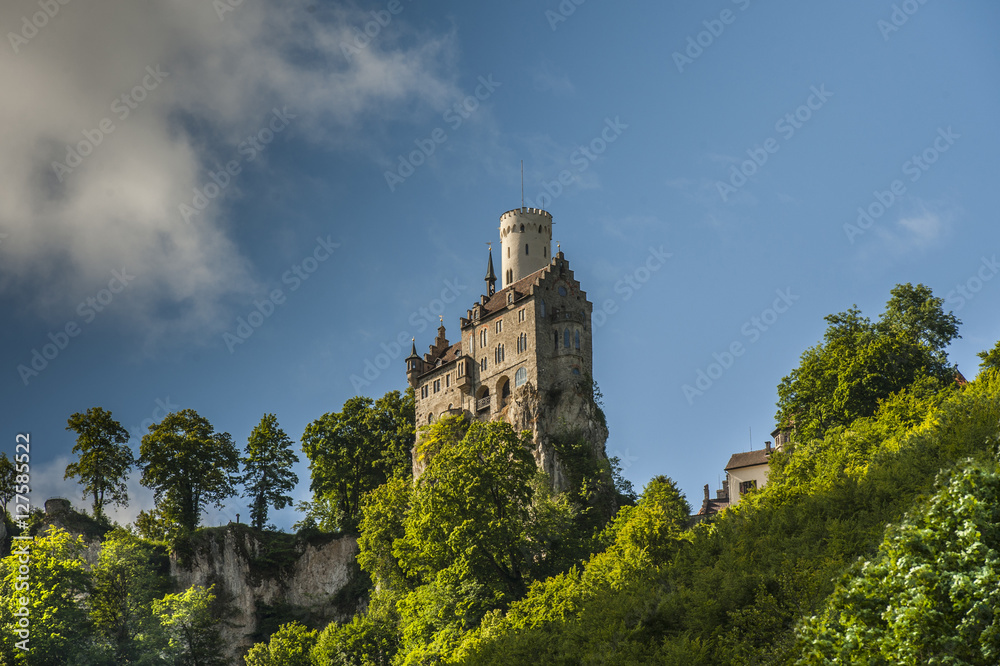 Like an eagles nest castle Lichtenstein sits on a sheer rock high above the valley of river Echatz. It was only built in the 19. century as a romantic replica of a medieval castle
