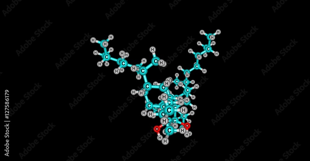 Bilobol molecular structure isolated on black
