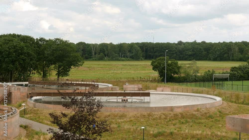 Water basin at water purification plant. Water basin at water purification plant.