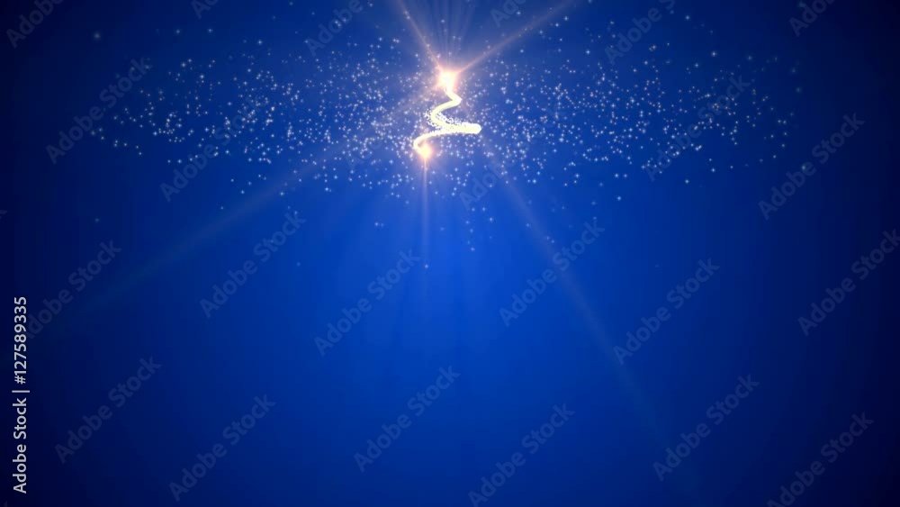 Animierter Christbaum, Weihnachtsbaum mit Textfreiraum - Platzhalter - Weihnachten - Blau
