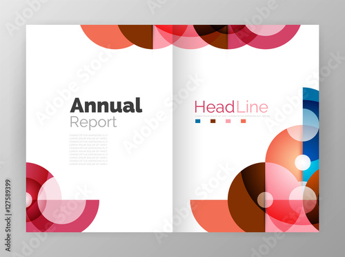 Transparent circle composition on business annual report flyer