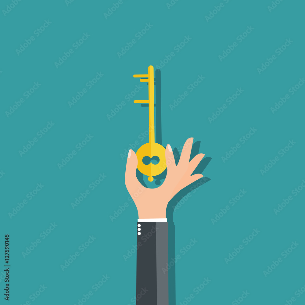 Business man holding key - vector illustration Stock Vector | Adobe Stock
