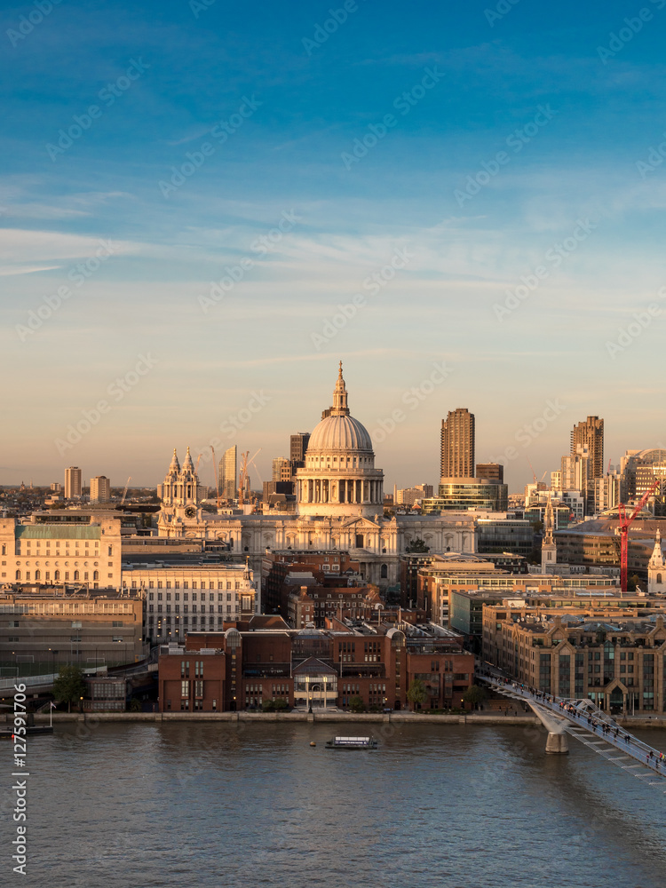 St. Paul's Cathedral and the River Thames at dusk