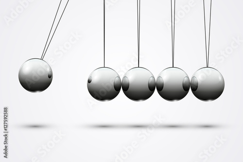 Newton's cradle. Pendulum balls. Realistic vector illustration