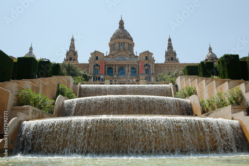 Barcelona, Spain - National Art Museum of Catalonia and fountain