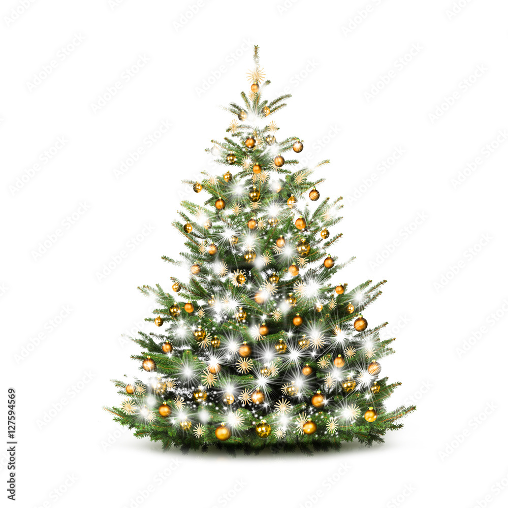 Festlich Geschmückter Weihnachtsbaum Stock Photo Adobe Stock