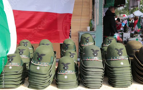 Military hats shown during a military Italian national meeting photo