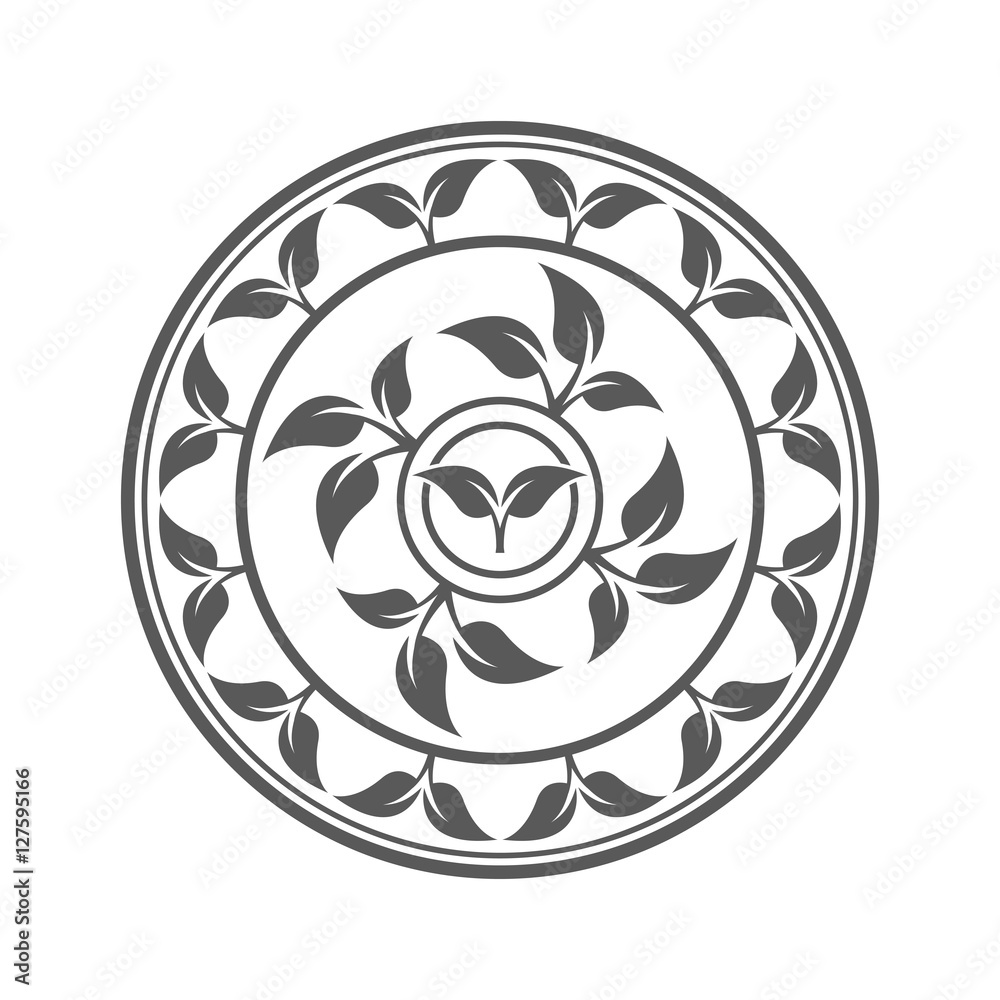 Abstract vector circle pattern with leaves, decorative element Abstract vector circle pattern with leaves, decorative element