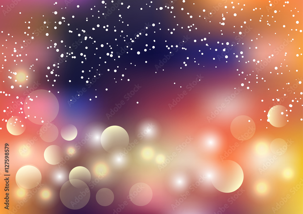 Holiday vector colorful background with colorful bokeh, light leaks and defocused lights.
