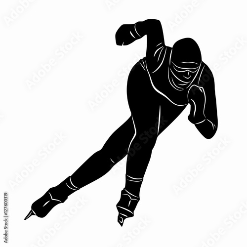 silhouette of a speed skater. vector drawing
