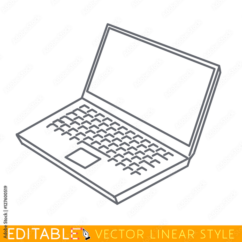 Notebook laptop icon. Editable outline sketch. Stock vector illustration. Notebook laptop icon. Editable outline sketch. Stock vector illustration.
