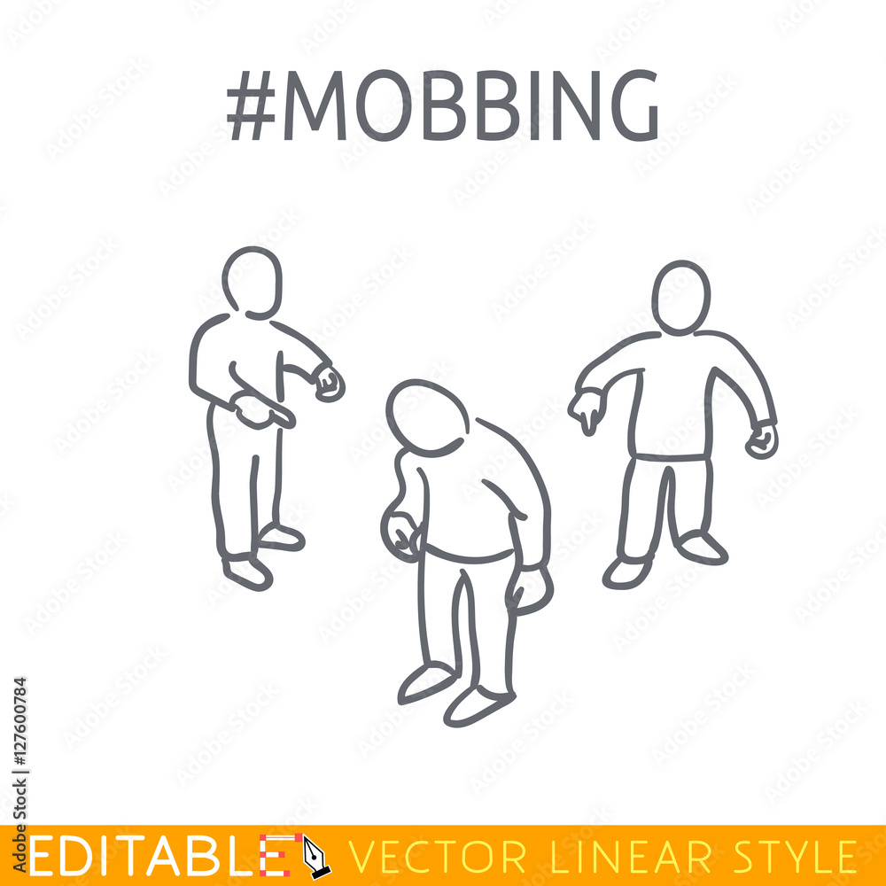 Mobbing icon. Editable outline sketch. Stock vector illustration. Mobbing icon. Editable outline sketch. Stock vector illustration.