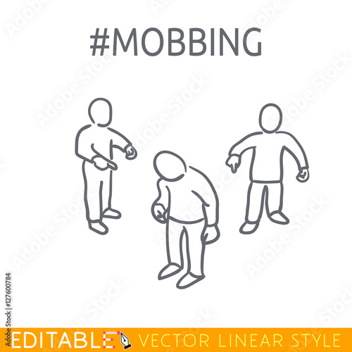 Mobbing icon. Editable outline sketch. Stock vector illustration.