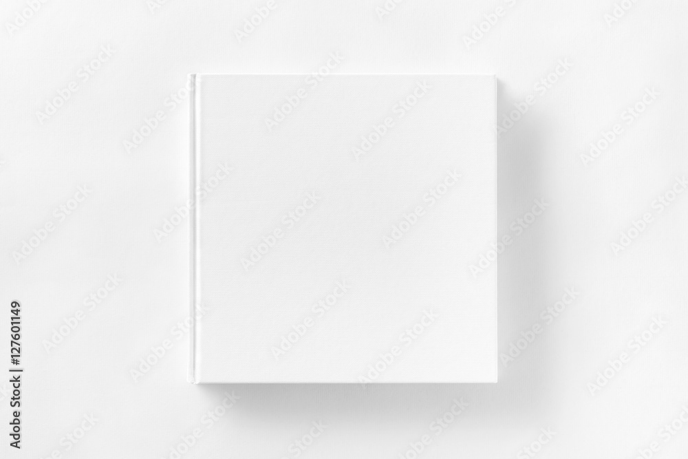 Fototapeta premium Mockup of closed blank square book at white textured paper 