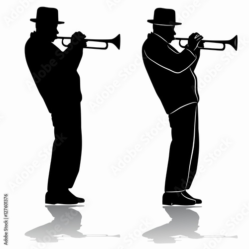 silhouette of a trumpet player. vector drawing