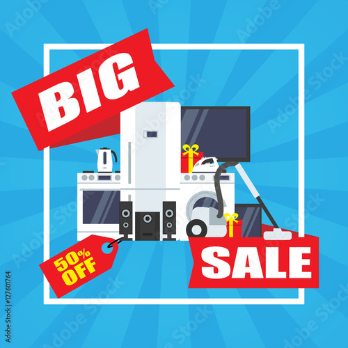 big sale electronics household appliances banner design
